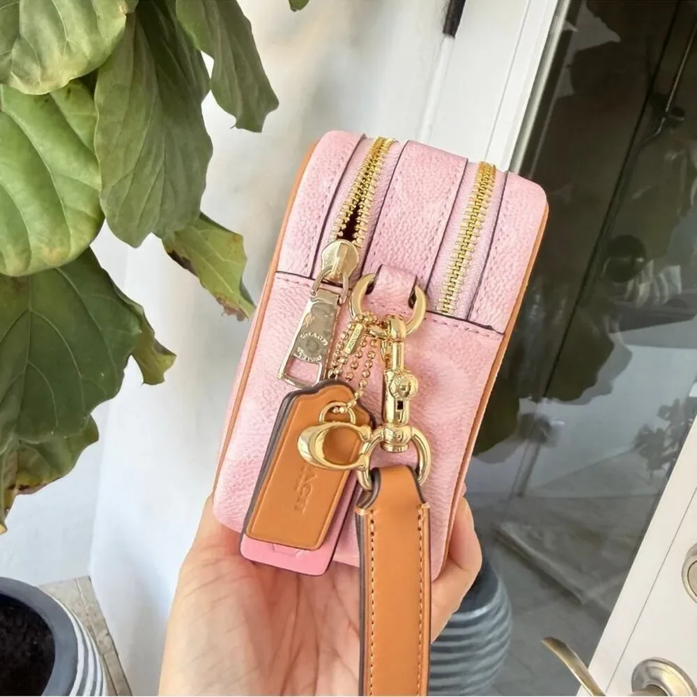 NWT Coach Powder Pink Mini Carey Crossbody Bag in Signature Canvas CEK74